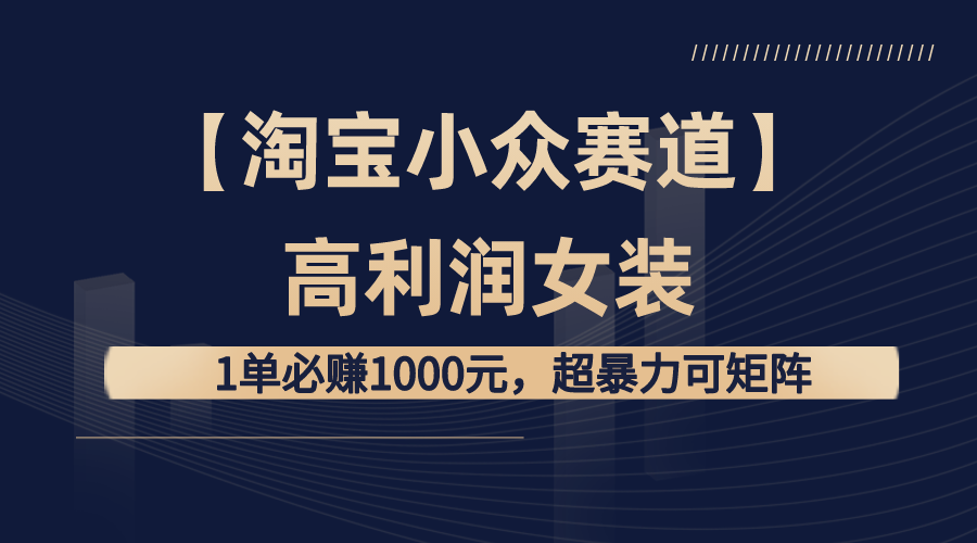 【淘宝小众赛道】高利润女装：1单必赚1000元，超暴力可矩阵-易购网创