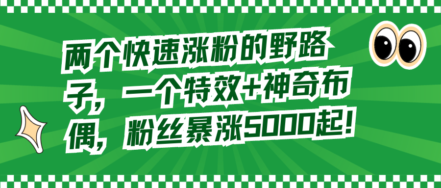 两个快速涨粉的野路子，一个特效+神奇布偶，粉丝暴涨5000起！-易购网创
