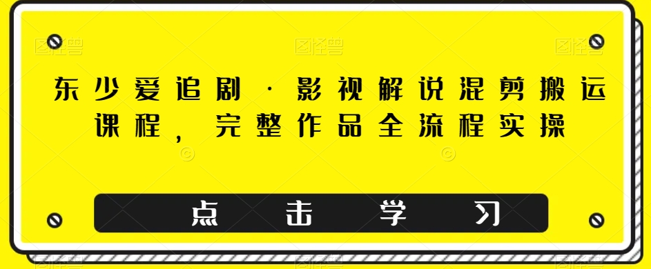 东少爱追剧·影视解说混剪搬运课程，完整作品全流程实操-易购网创
