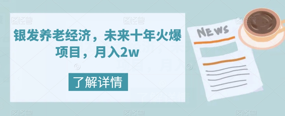 银发养老经济，未来十年火爆项目，月入2w【揭秘】-易购网创