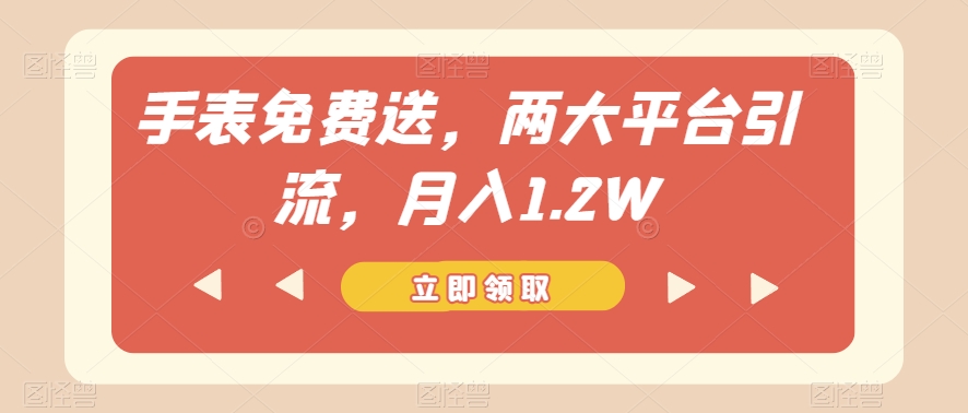 手表免费送，两大平台引流，月入1.2W【揭秘】-易购网创