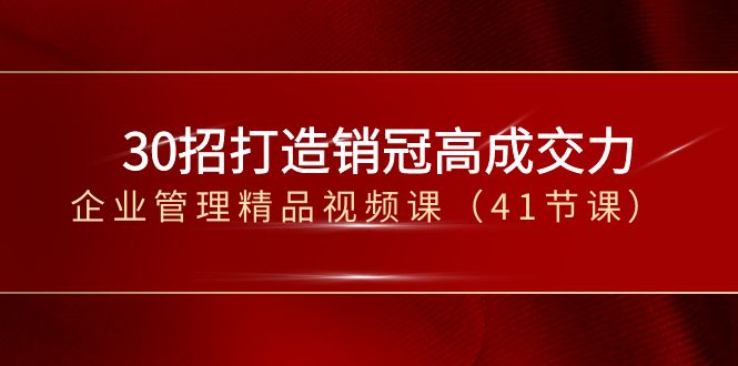 30招-打造销冠高成交力-企业管理精品视频课（41节课）-易购网创