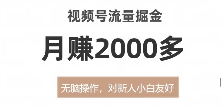 视频号流量掘金，无脑操作，对新人小白友好，月赚2000多【揭秘】-易购网创
