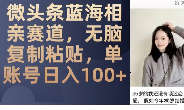 微头条蓝海相亲赛道，无脑复制粘贴，单账号日入100+-易购网创