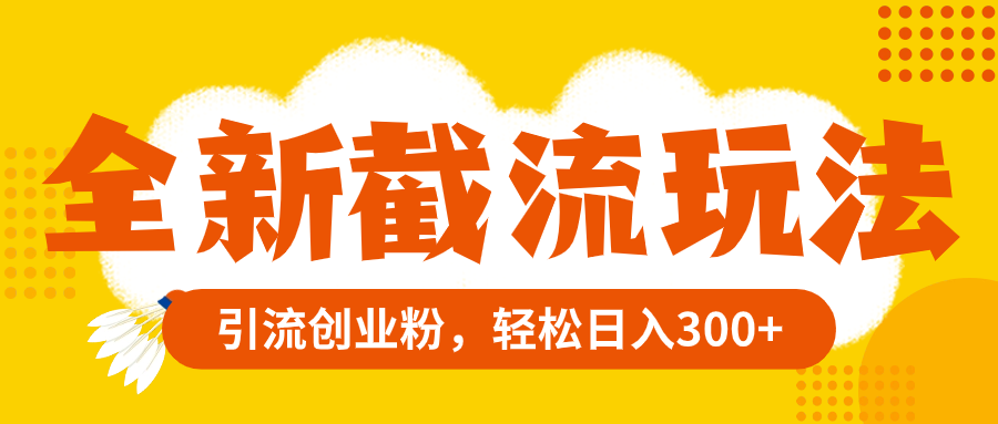 全新截流玩法，精准引流创业粉，轻松日入300+-易购网创