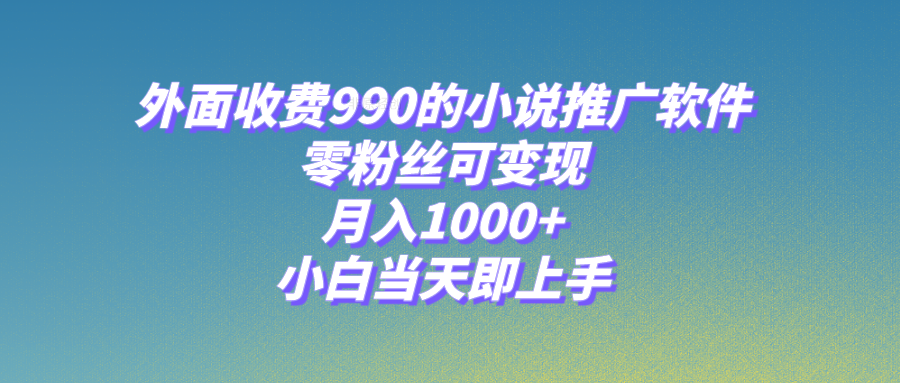 小说推广软件，零粉丝可变现，月入1000+，小白当天即上手【附189G素材】-易购网创