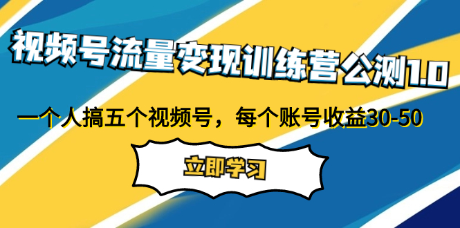 （7719期）视频号流量变现训练营公测1.0：一个人搞五个视频号，每个账号收益30-50-易购网创