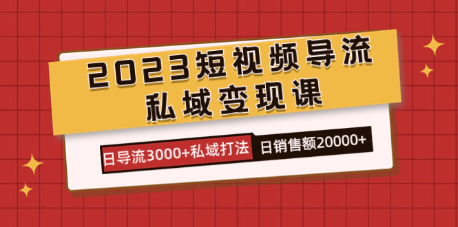 （7550期）2023短视频导流·私域变现课，日导流3000+私域打法  日销售额2w+-易购网创