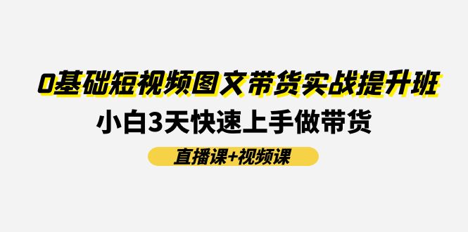 0基础短视频图文带货实战提升班(直播课+视频课)：小白3天快速上手做带货-易购网创