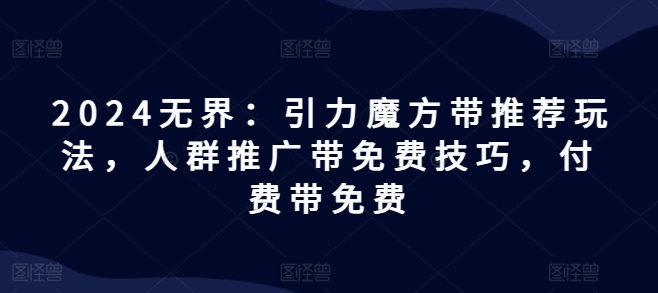 2024无界：引力魔方带推荐玩法，人群推广带免费技巧，付费带免费-易购网创