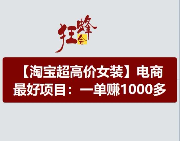 淘宝超高价女装项目，电商最好赛道，一单赚1000多-易购网创