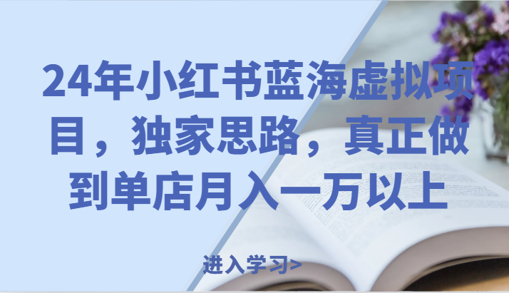 24年小红书蓝海虚拟项目，独家思路，真正做到单店月入一万以上。-易购网创