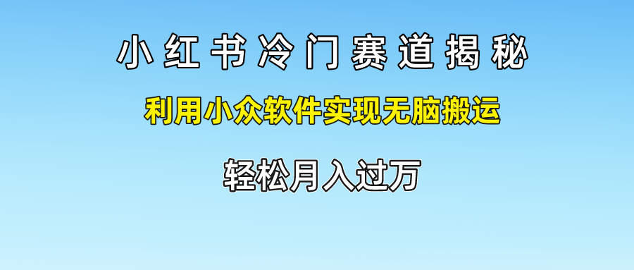 小红书冷门赛道揭秘,利用小众软件实现无脑搬运，轻松月入过万-易购网创