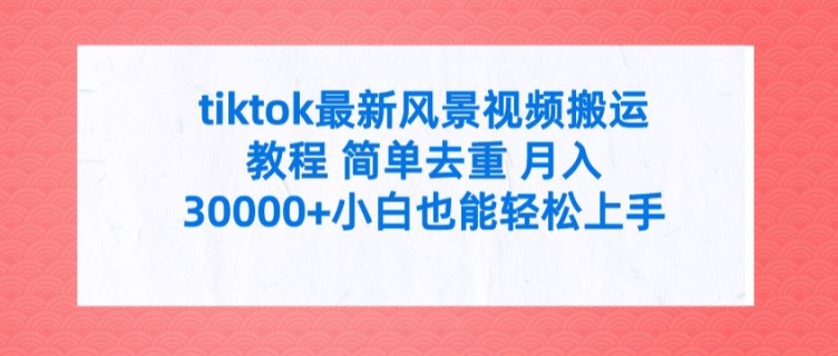 tiktok最新风景视频搬运教程 简单去重 月入3W+小白也能轻松上手-易购网创