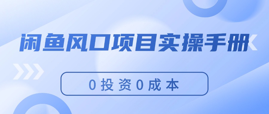 闲鱼风口项目实操手册，0投资0成本，让你做到，月入过万，新手可做-易购网创