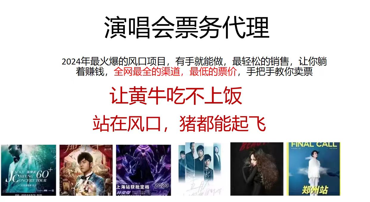 2024演唱会低票务代理，新手可上手，手把手教你卖票，日入2000+，会玩…-易购网创