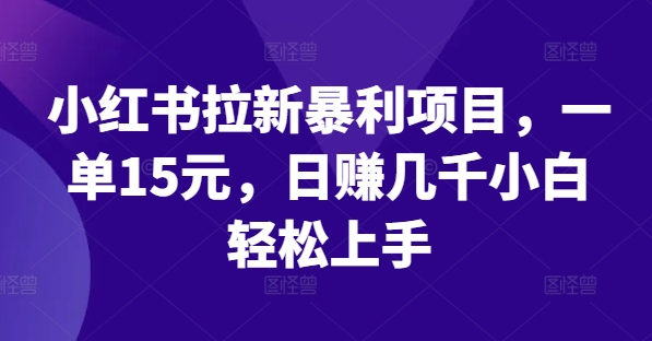 小红书拉新暴利项目，一单15元，日赚几千小白轻松上手-易购网创
