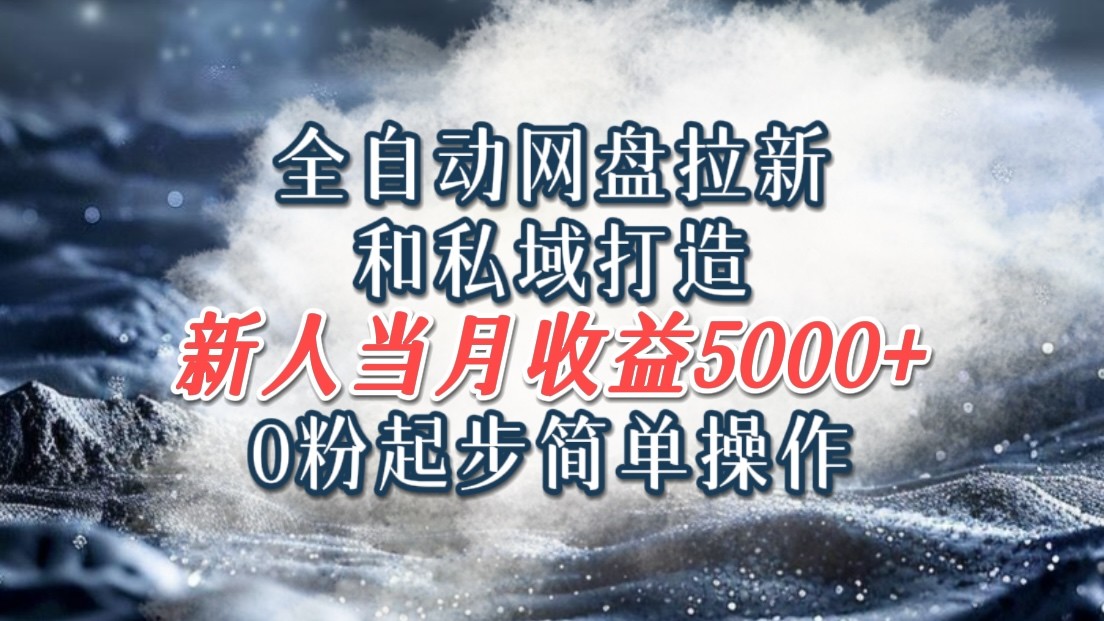 全自动网盘拉新和私域打造，0粉起步简单操作，新人入门当月收益5000以上-易购网创