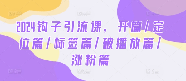 2024钩子引流课，开篇/定位篇/标签篇/破播放篇/涨粉篇-易购网创