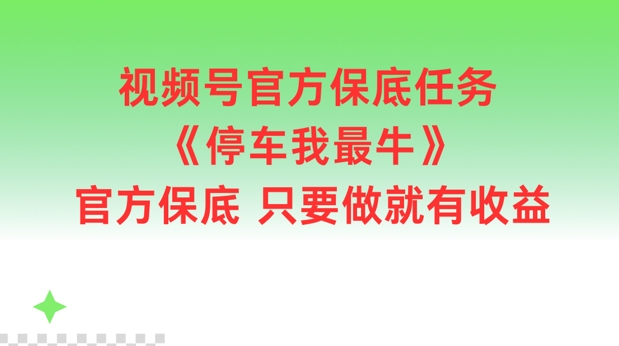 视频号官方保底任务，停车我最牛，官方保底只要做就有收益-易购网创