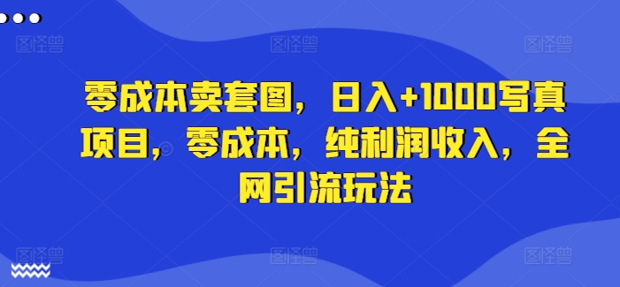 零成本卖套图，日入+1000写真项目，零成本，纯利润收入，全网引流玩法-易购网创