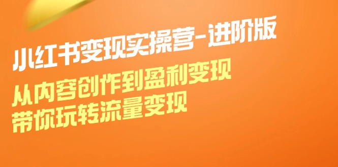 小红书变现实操营进阶版：从内容创作到盈利变现，带你玩转流量变现-易购网创