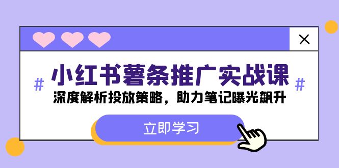 小红书-薯 条 推 广 实战课：深度解析投放策略，助力笔记曝光飙升-易购网创