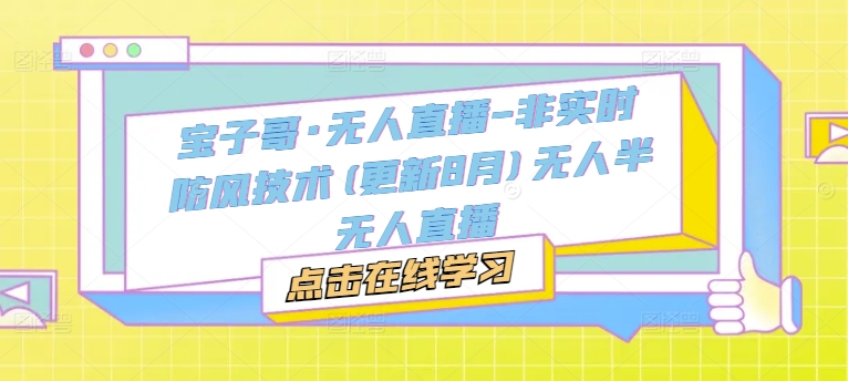 宝子哥·无人直播-非实时防风技术(更新8月)无人半无人直播-易购网创