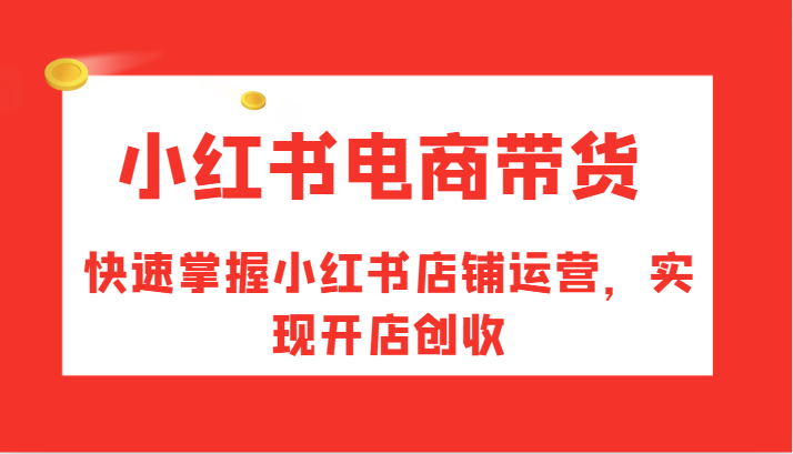 小红书电商带货，快速掌握小红书店铺运营，实现开店创收-易购网创