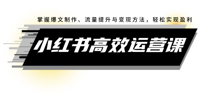 小红书高效运营课：掌握爆文制作、流量提升与变现方法，轻松实现盈利-易购网创