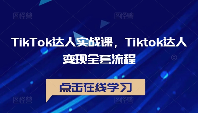 TikTok达人实战课，Tiktok达人变现全套流程-易购网创