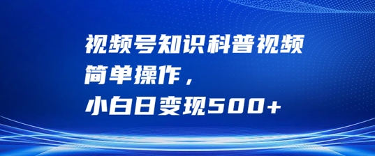 视频号知识科普视频，简单操作，小白日变现500+-易购网创