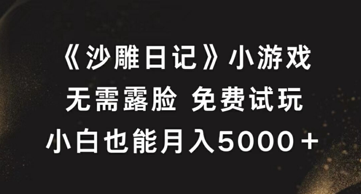 《沙雕日记》小游戏，无需露脸免费试玩，小白也能月入5000+-易购网创