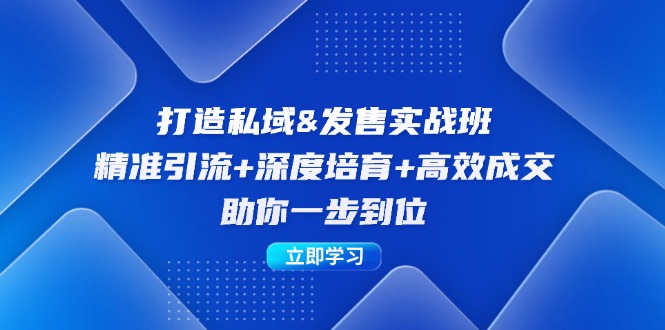 打造私域&发售实操班：精准引流+深度培育+高效成交，助你一步到位-易购网创