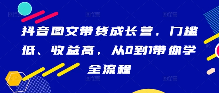 抖音图文带货成长营，门槛低、收益高，从0到1带你学全流程-易购网创