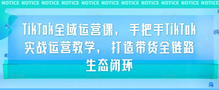 TikTok全域运营课，手把手TikTok实战运营教学，打造带货全链路生态闭环-易购网创