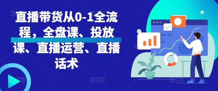 直播带货从0-1全流程，全盘课、投放课、直播运营、直播话术-易购网创